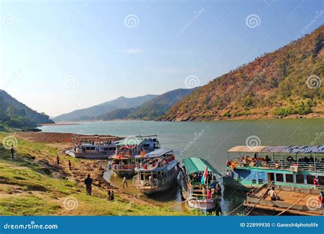 View Of Papikondalu And River Godavari India Editorial Image Image