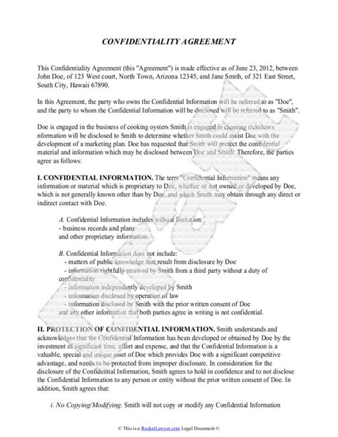 Employee Confidentiality Agreement Form Confidentiality Agreement