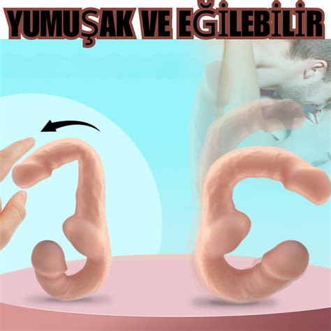 UNIQUE Realistik Dokuda Çift Taraflı Dildo Strapless Çift Uçlu Gerçekçi