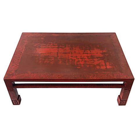 Vintage Chinese Red Lacquered Rectangular Coffee Table At 1stdibs