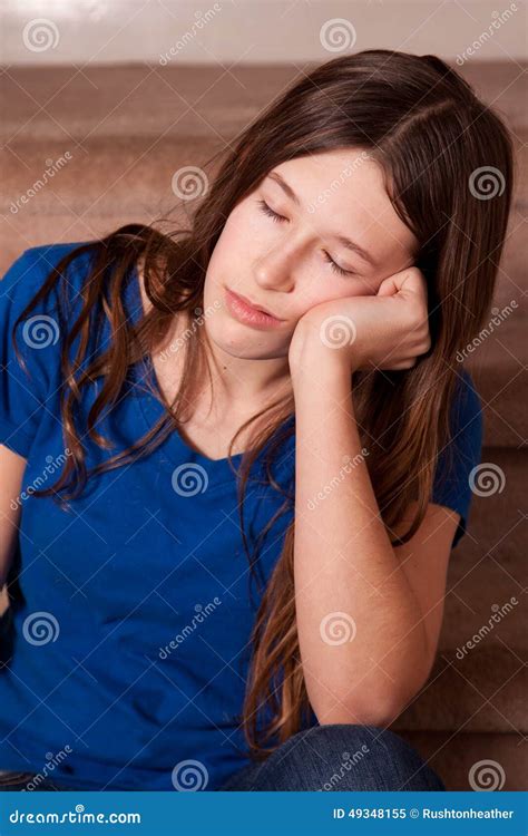 Girl falling asleep stock image. Image of female, brunette - 49348155