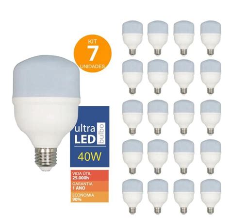 Kit 7 Lâmpada Led 40w Bulbo 6500k E27 Super Econômica Branco Frio Ultra