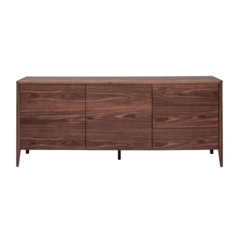 Buffet En Bois Fonc Noyer Portes Tiroirs Cm Benja Prix Carrefour