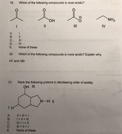 Solved Which Of The Following Compounds Is Most Acidic Chegg