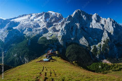 Stockfoto View Of The Marmolada The Highest Peak Of The Dolomites