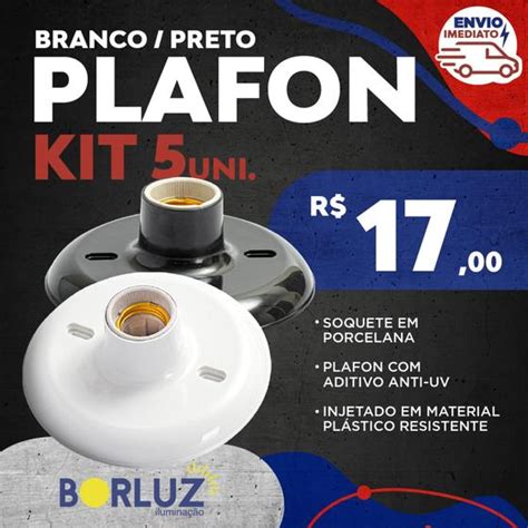 Kit Lumin Ria Plafonier Plafon Redondo L Mpada Teto E Soquete Bocal