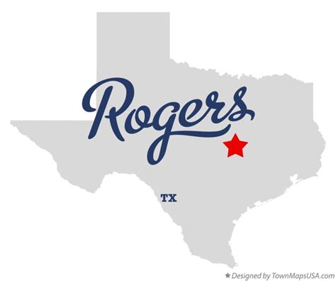 Map of Rogers, TX, Texas