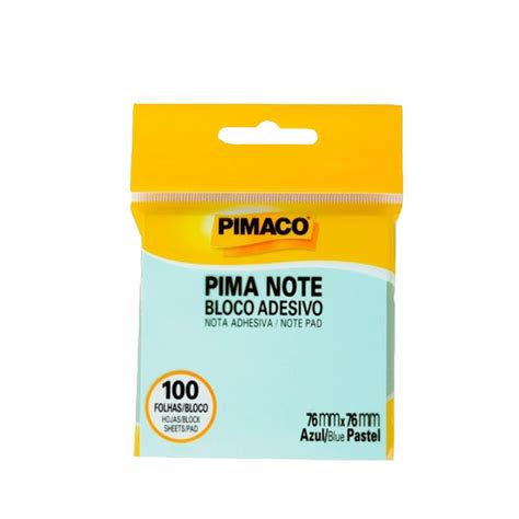 Bloco De Anotacoes Adesivo 76X76Mm C 100 Fls Azul Pastel 970822 Pimaco