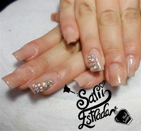 U As Acr Licas Esculturales Punta Cuadrada Nude Nails Beige Swarovski Grecas Organic