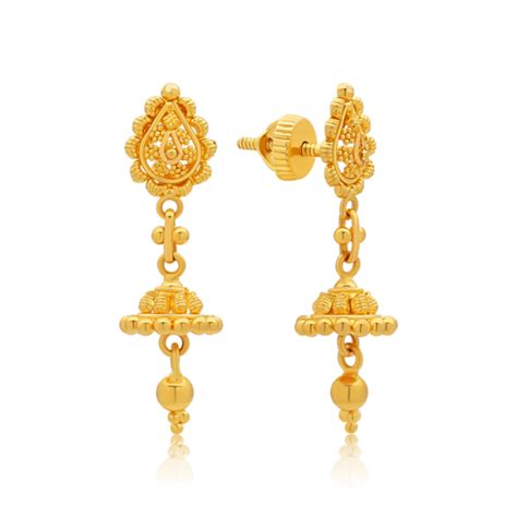 22k Gold Indian Earrings Queen Of Hearts Jewelry