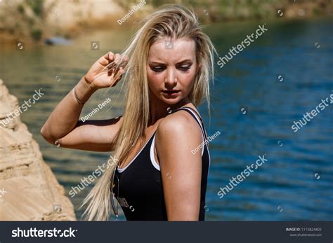 Beautiful Sexy Blonde Girl Swimsuit Posing Stock Photo 1115824802 Shutterstock