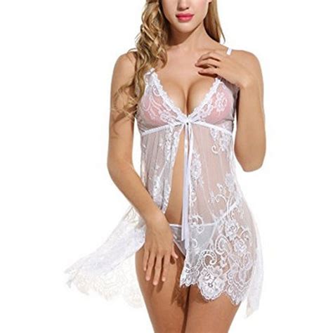 Midwennn Womens Lingerie Sleepwear Underwear Sexy Lace Bow Nightwear Hanging Neck Towel Bra For