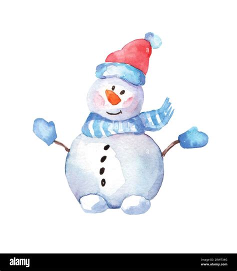 Aquarell Frohe Weihnachten Satz Von Zeichen Snowmans Abbildung