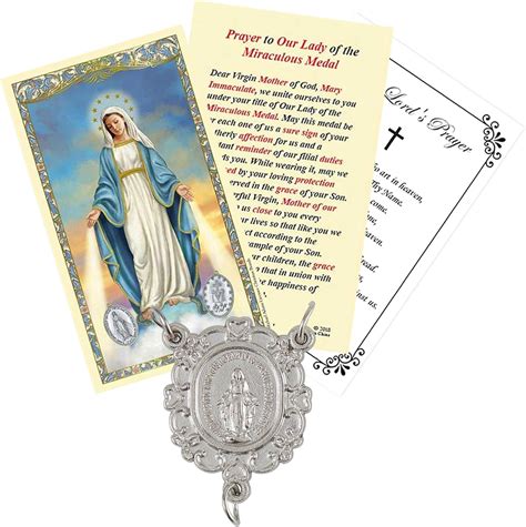 Miraculous Medal Rosary Centerpiece With Miraculous Medal Prayer Card Lords