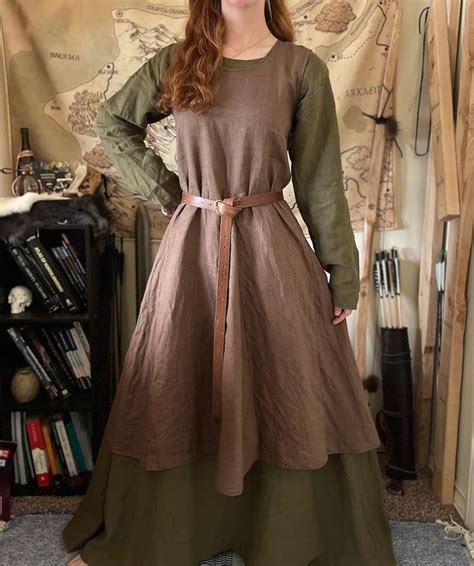 Linen Dress Sleeveless Medieval Simple Overdress Handmade Etsy