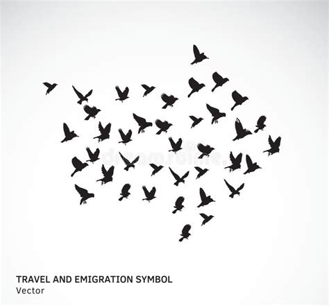 Símbolo De Los Pájaros Del Viaje Y De La Emigración Blanco Y Negro