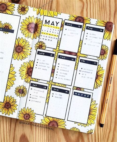 29 Sunflower Themed Bujo Spreads For Inspiration Atinydreamer