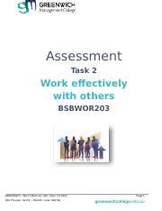 Assessment Task 2 BSBWOR203 Docx Assessment Task 2 Work Effectively