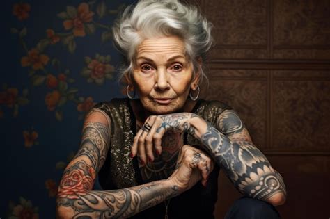 95,000+ Old Women With Tattoos Pictures