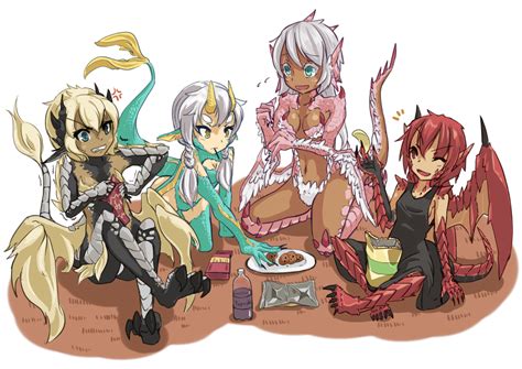 Hitokuirou Solo Vivace Hitokuirou Original 4girls Blonde Hair Chips Food Claws Cookie