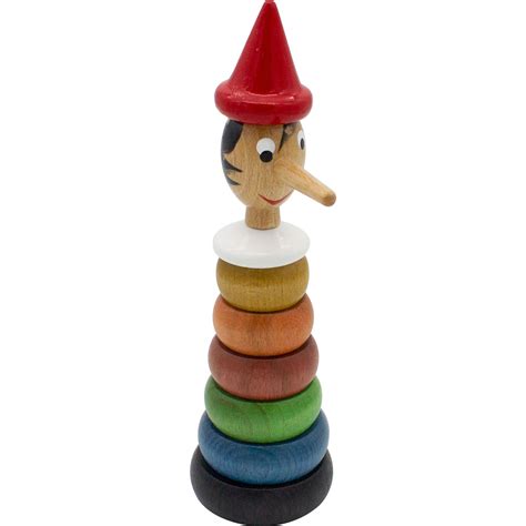 Pinocchio Pyramide Mit Farbringen Aus Holz Lasiert Made In Italy