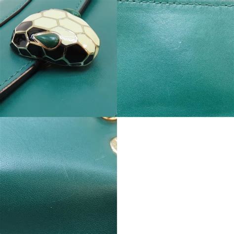 【二手名牌brand Off】bvlgari 寶格麗 綠色 牛皮 經典蛇頭 Serpenti Forever 肩背包 歐系精品包 配件 Yahoo奇摩購物中心