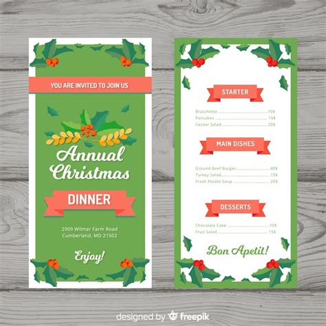 Free Vector Decorative Christmas Menu Template