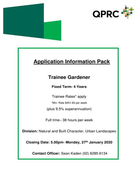 Fillable Online Application Information Pack Queanbeyan Palerang