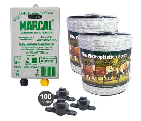 Kit Cerca Gado Equinos Eletrificador Fita Eletroplastico M