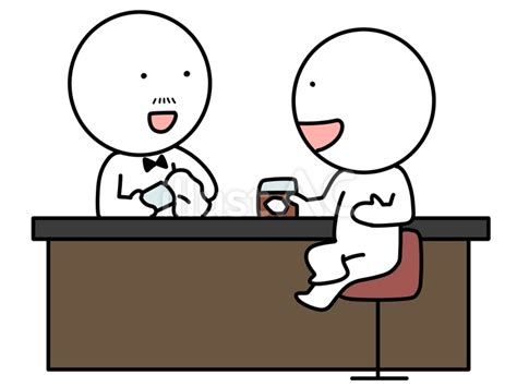 ショットバーで会話を楽しむ棒人間イラスト No 23450639／無料イラスト フリー素材なら「イラストac」