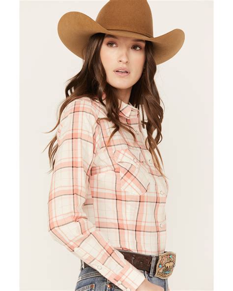 Product Name Wrangler Womens Plaid Print Long Sleeve Western Snap Shirt