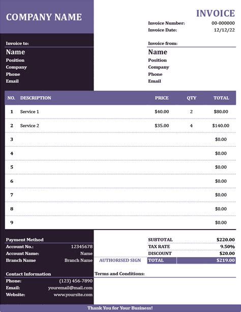 Google Sheets Invoice Templates