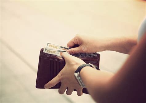 Hands Taking Out Money From Wallet Stock Photo Image Of Bill Hands