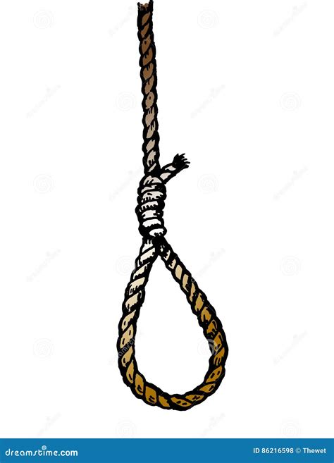 Rope noose hanging in stock illustration. Illustration of sketch - 86216598