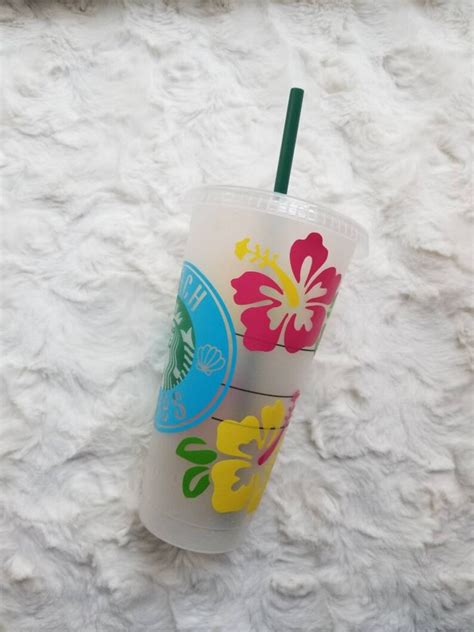 Hibiscus Starbucks Cup Hawaiian Flower Reusable Cold Cup Etsy