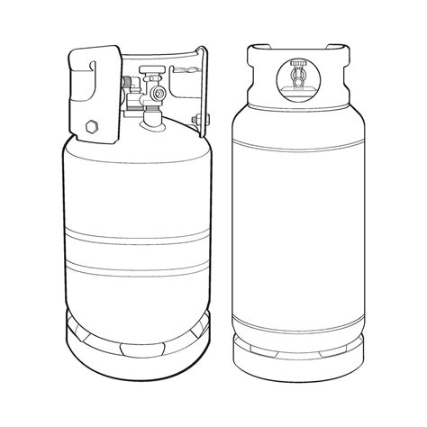 Set Of Industrial Gas Cylinders Vector Outline Outline Of Industrial