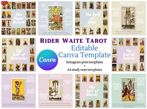 Rider Waite Tarot Card Canva Template Graphic By Lockandpage Creative