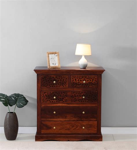 Buy Aramika Sheesham Wood Chest Of Drawers In Honey Oak Finish At 6