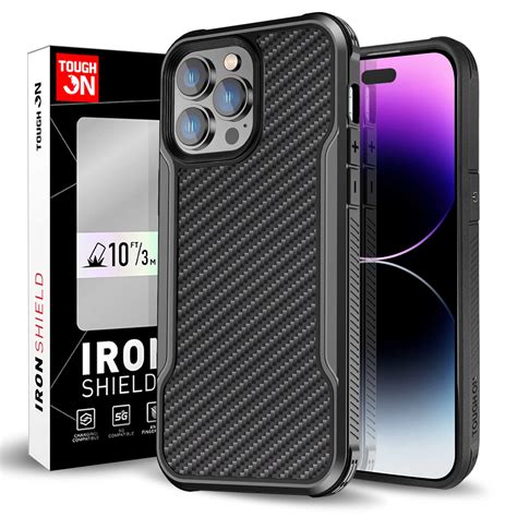 Tough On Iphone 14 Pro Max Case Iron Shield Carbon Fiber W Magsafe Bl