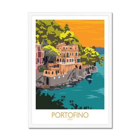 Portofino Print Italy Travel Poster Portofino Wall Art | Etsy