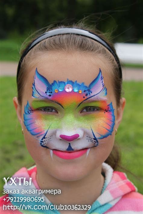аквагрим радужная кошка | Animal face paintings, Face painting ...