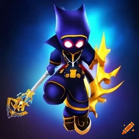 Caped Superhero Heartless From Kingdom Hearts In Blue Super Suit And