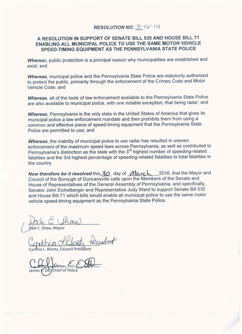 Municipal & Other Radar Resolutions | The Pennsylvania State Mayors