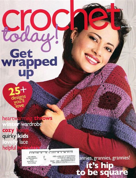 The Cover Of Crochet Today Magazine With A Woman Holding A Knitted Bag