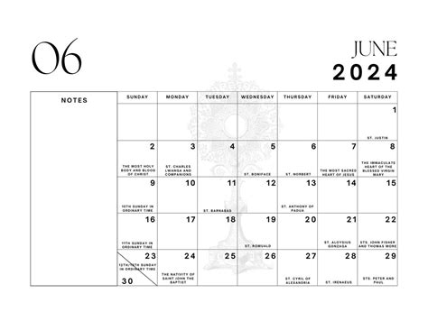 Liturgical Calendar 2024 Section For Notes January 2024 December 2024 Catholic Calender Etsy