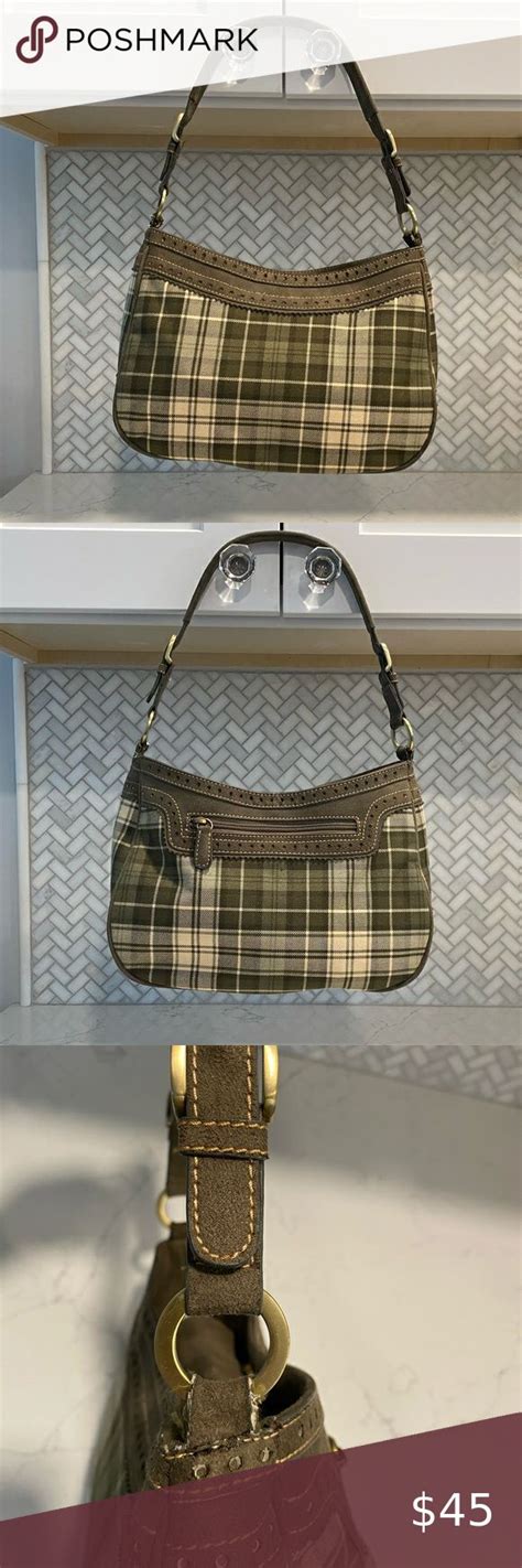 Vintage Tommy Hilfiger Green Cream Plaid Purse Plaid Purse Tommy