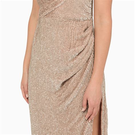 Retrofête Nude dress with slit TheDoubleF