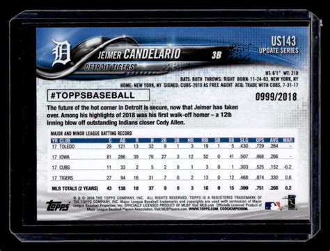 2018 Topps Update Gold Jeimer Candelario 2018 US143 EBay