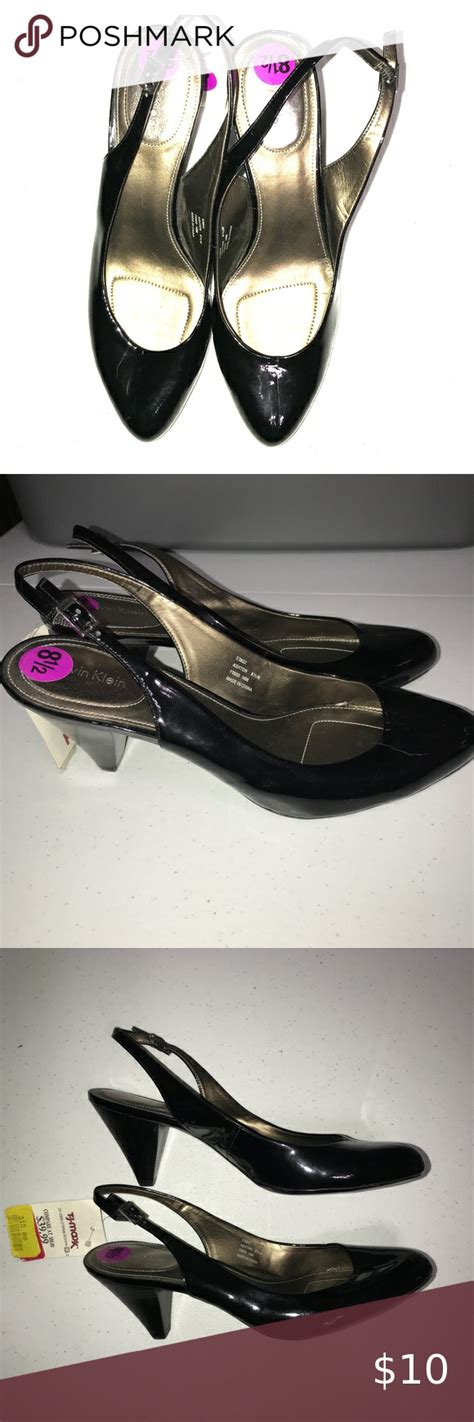 Calvin Klein Faux Patent Leather Slingbacks Sz 85 Shoes Women Heels Calvin Klein Shoes