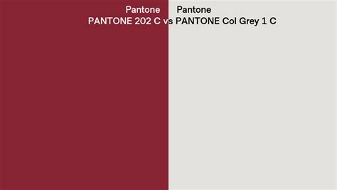 Pantone 202 C vs PANTONE Col Grey 1 C side by side comparison